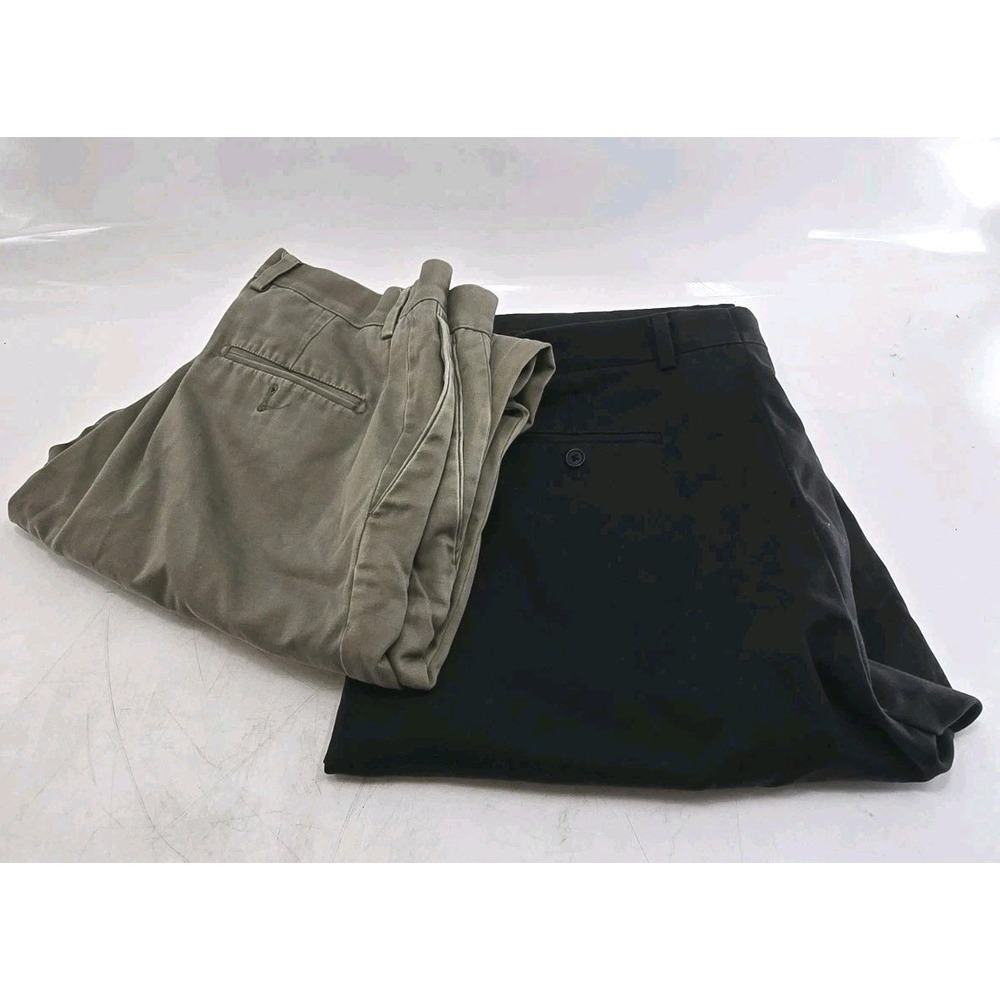 2 Lot Kirkland Signature Men's Dress Pants - Black & Khaki - Size 38x34